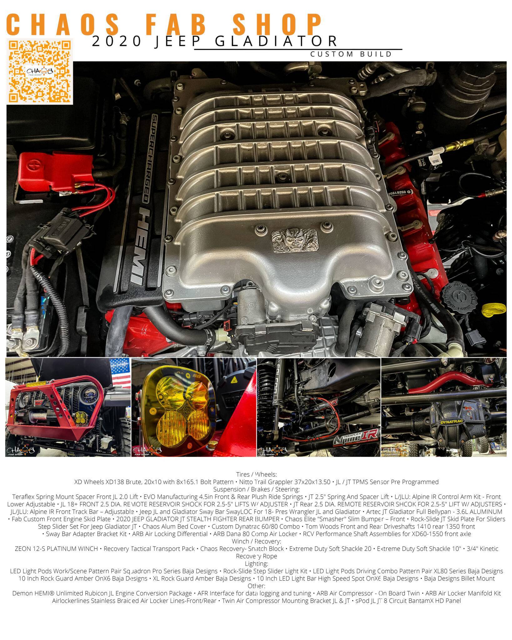 2020 Jeep Gladiator Custom Build Poster with Specs