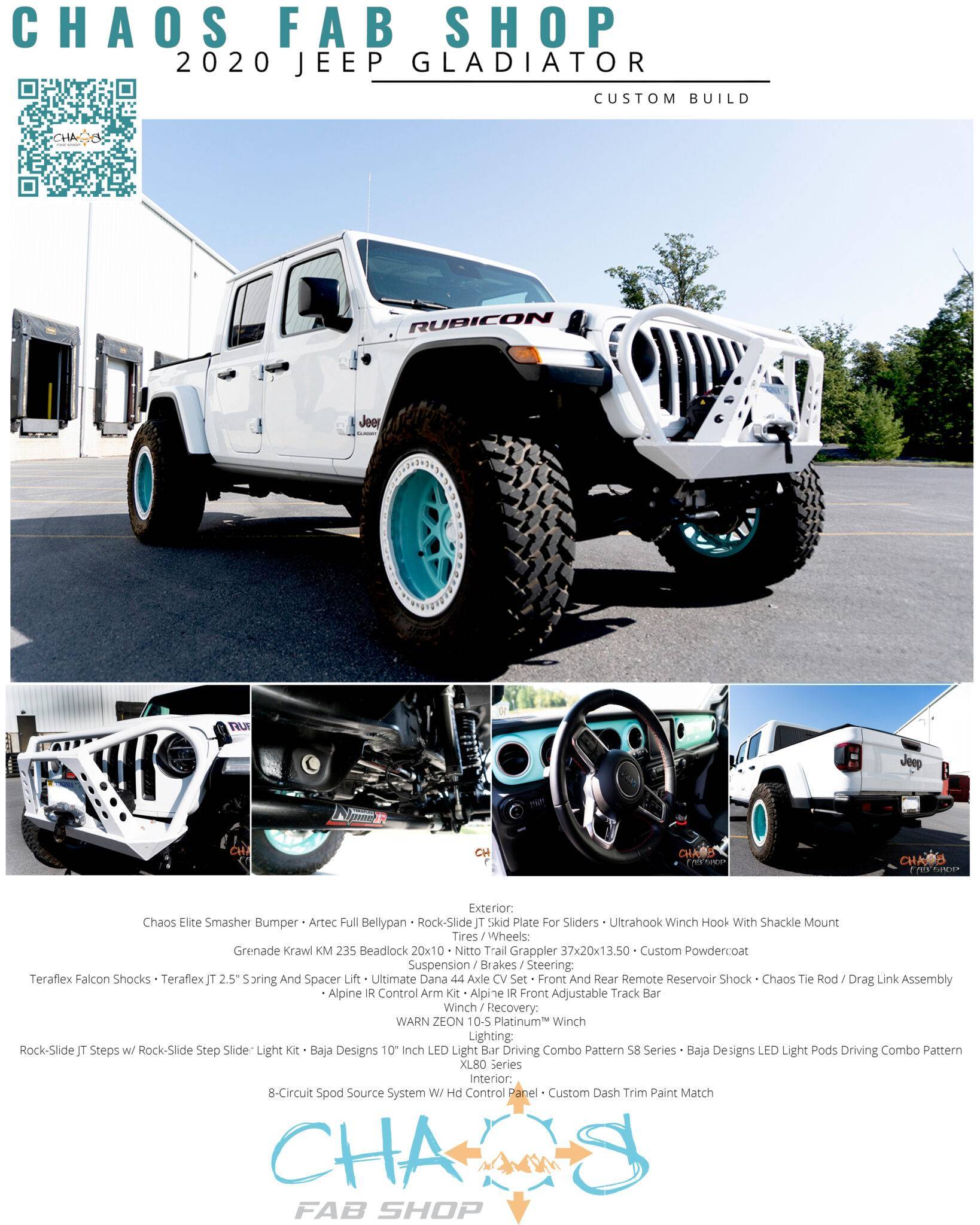Maria's 2020 Jeep Gladiator Custom Build Poster with Specs
